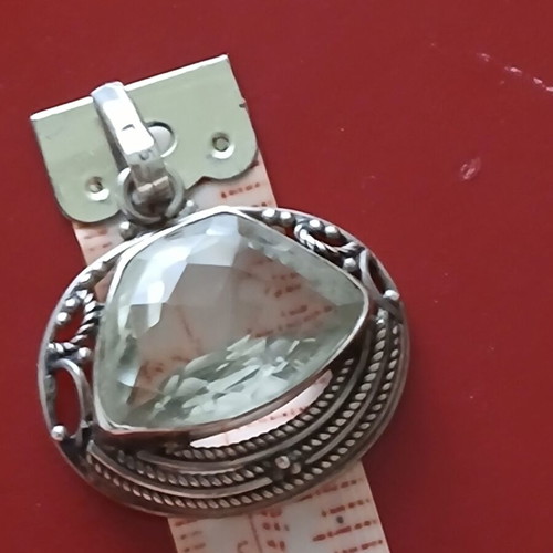 Silver pendant 925 with white natural crystal like new