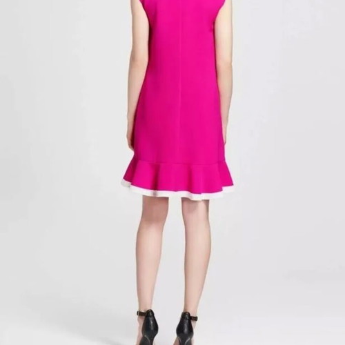 Victoria Beckham for Target sleeveless twill ruffle hem dress like new, hot pink