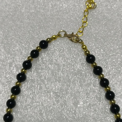 Handmade necklace with glass pearls and gold hematite beads new