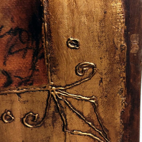 Handmade wooden painting 80x65cm with gold leaf, like new