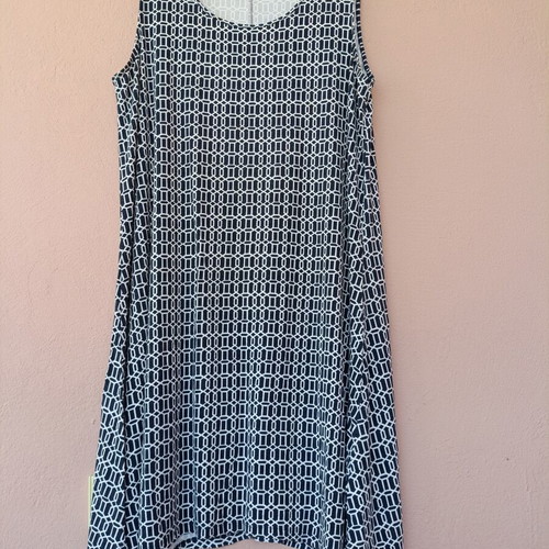 C&C California plus size tank dress with geometric black and white pattern