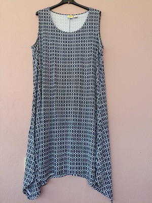 C&C California plus size tank dress with geometric black and white pattern