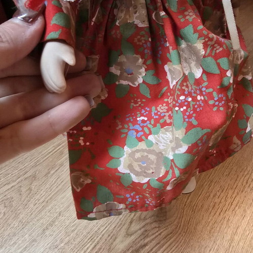 Glass doll country style like new with romantic dress