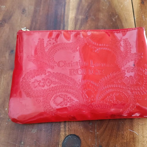Christian Lacroix red patent leather toiletry bag used