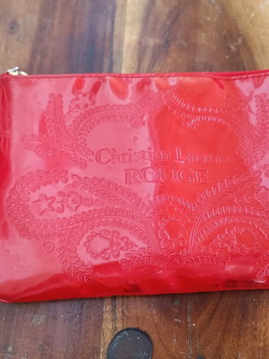 Christian Lacroix red patent leather toiletry bag used
