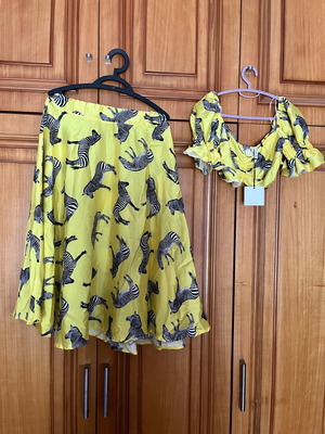 Lumina set new, yellow with midi skirt and bustier