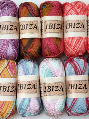 Ibiza multicolor cotton mercerized knitting yarn set of 12