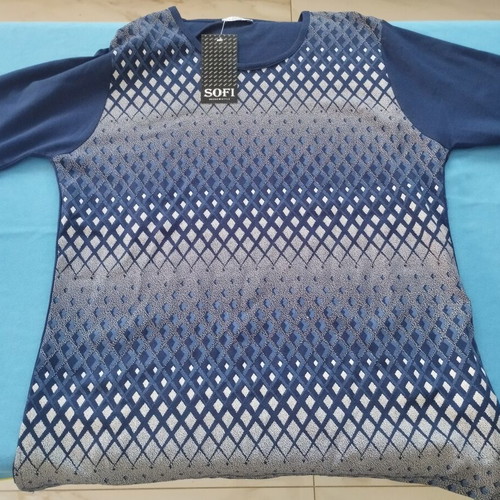 Sofi Blue Geometric Blouse XL new with tags