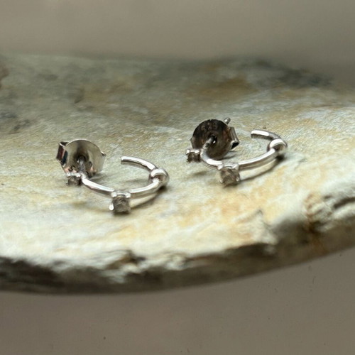 Small hoop earrings with zirconia silver 925 new