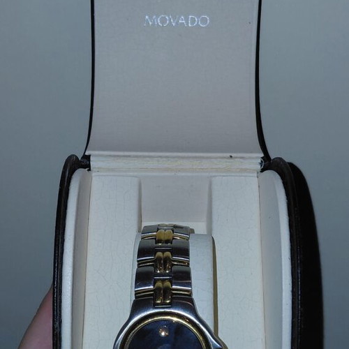 Movado Museum wristwatch, two-tone, black dial