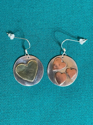 Earrings with hearts silver 925 and bronze new