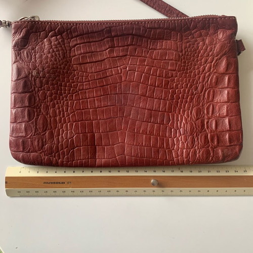 Leather shoulder bag used, burgundy