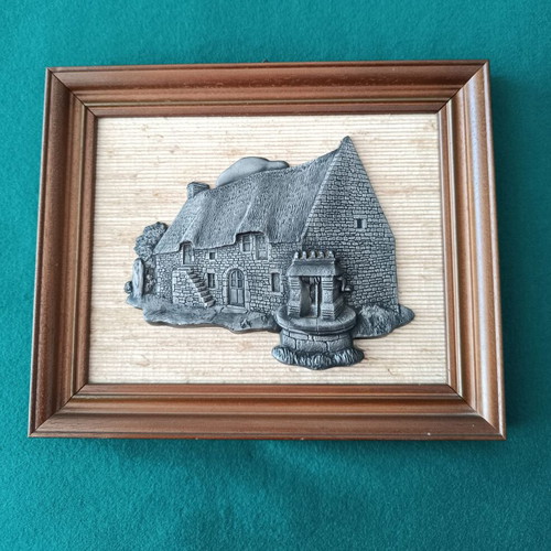 Embossed Tin Plaque with Chaumière House in Excellent Condition