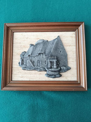 Embossed Tin Plaque with Chaumière House in Excellent Condition