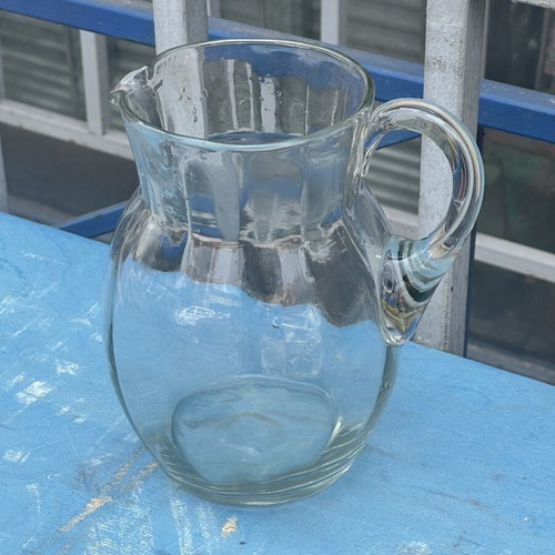 Vintage glass serving pitcher 20 cm used, classic design