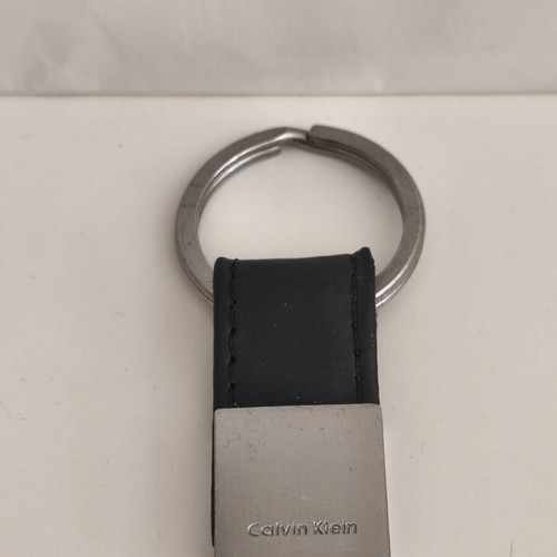 Calvin Klein leather keychain like new with steel details and embossed logo