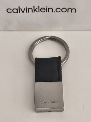 Calvin Klein leather keychain like new with steel details and embossed logo