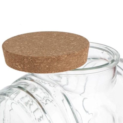 Glass barrel container with tap and wooden stand 3L