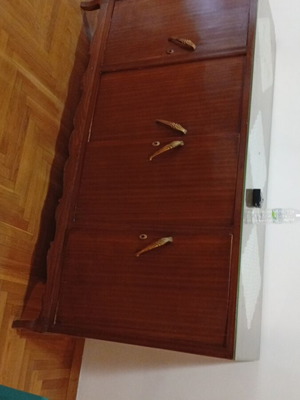 Buffet used, veneered with drawers and shelves