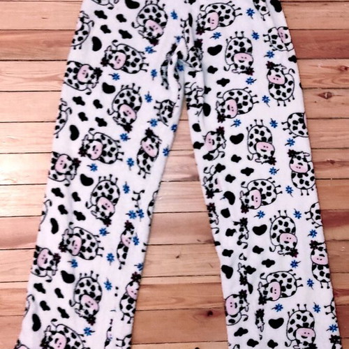 Pajama pants with fluffy cow print used, size XS-S