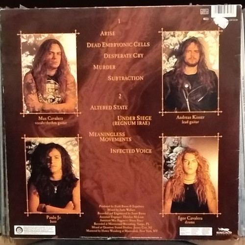 Sepultura Arise LP used, original 1st press 1991 signed by Max and Igor Cavalera