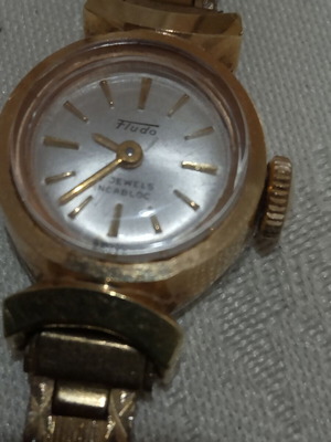 Fludo wristwatch used, women's, wind-up, gold color, steel 1000