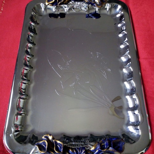 Decorative stainless steel tray inox 36 x 26 cm like new