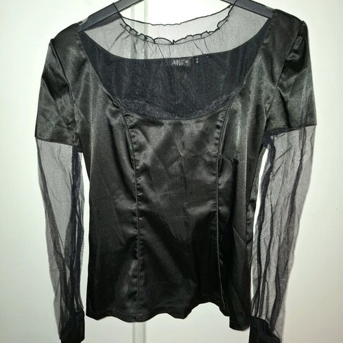 Mind Your Style blouse with transparent sleeves like new, black XXL
