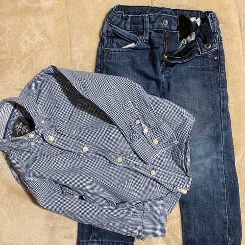 H&M denim pants and shirt set for boy 2-3 years used