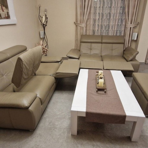 Living room sofa set used, multifunctional, adjustable arms and back, leather