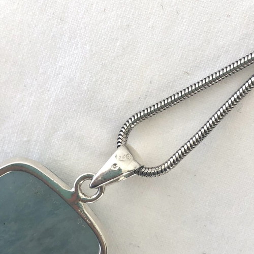 Aquamarine pendant and 925 silver chain new