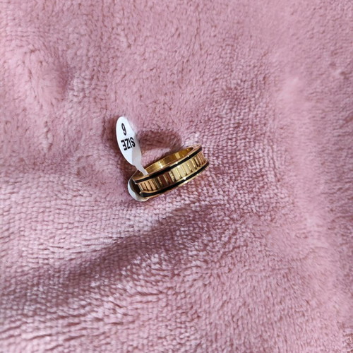 Steel ring new, gold black color, size 6