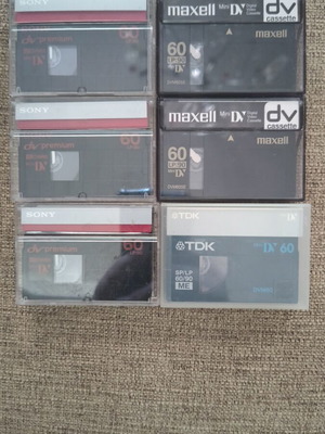 Mini DV cassettes like new, pack of 6, Sony, Maxell, TDK