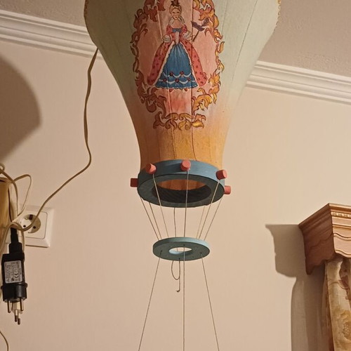 Wooden hot air balloon lamp used, handmade