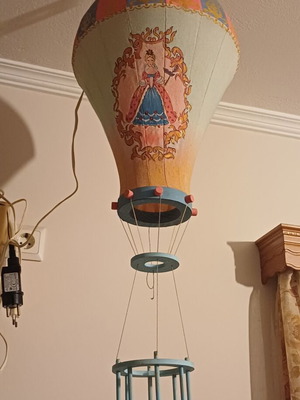 Wooden hot air balloon lamp used, handmade