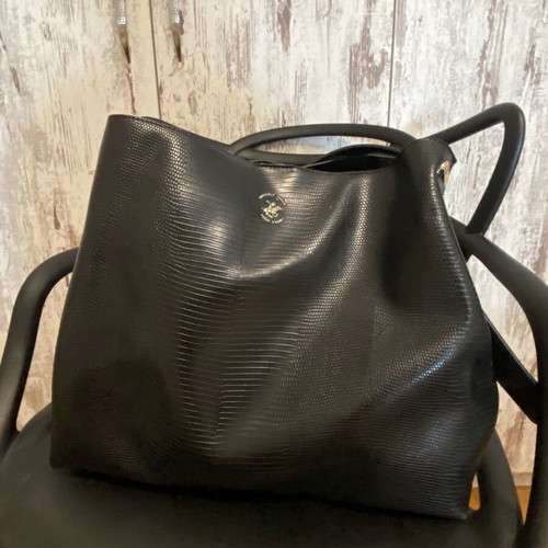 Beverly Hills Polo Club Black Textured Shoulder Tote Bag like new
