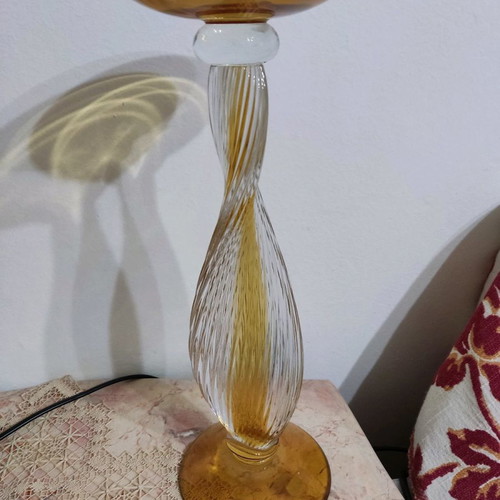Evans Atelier crystal candlestick like new with yellow gold hue