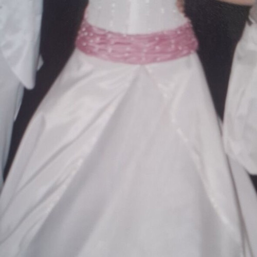 Wedding dress new, organza and satin, white and pink, two pieces