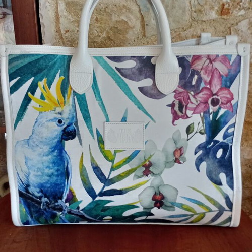 The Holy Bag leather women's handbag with fabric