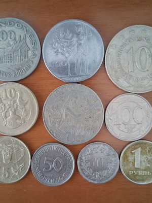 Indonesian, German, Yugoslavian, Italian, Tunisian, Swiss and Cypriot coins