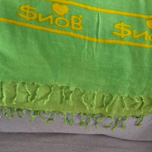 Women's beach pareo in green and yellow
