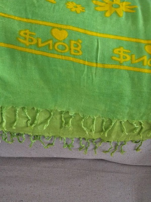 Women's beach pareo in green and yellow