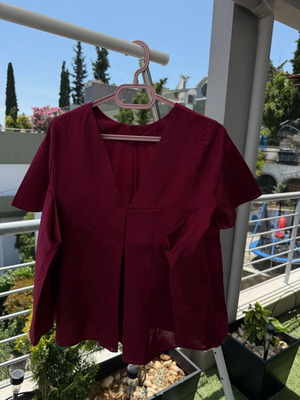 Asos women's burgundy blouse in empire line like new, size XS-S