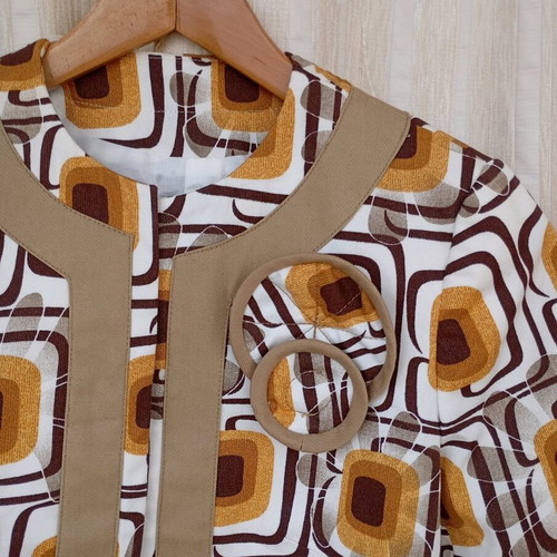 Zara retro 60s jacket with 3/4 sleeve like new brown and yellow
