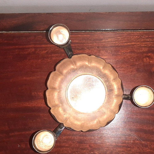 Lotus-shaped candle holder used, silver plated Leonardo 19x13cm