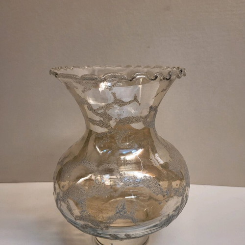 Vintage blown glass lamp shade like new, crystallized 1970s-80s