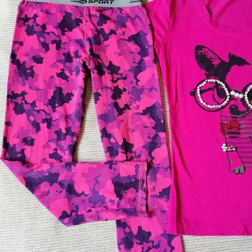 Girls' set with leggings and blouse for 10 years old, like new, pink