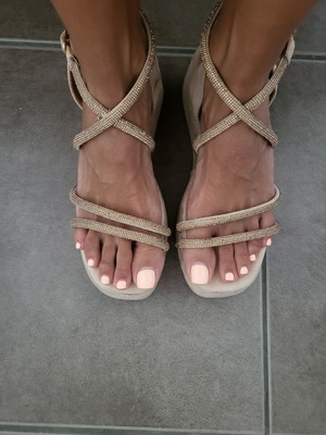 Envie beige platform sandals with strass, size 37