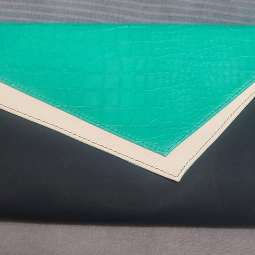 Envelope bag new with shoulder strap, white and blue