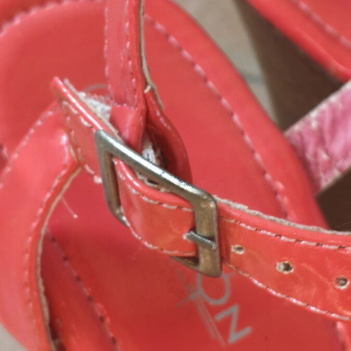 Platform sandals size 39 used, peach color, 12 cm heel, Fashion brand